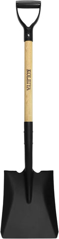 KOLEIYA Flat Shovel,Transfer Shovel with D Handel and Heavy Duty Square Head for Landscaping,Gardening,Construction,Snow Shoveling and Yard Work,41-Inch,Metal+Wooden