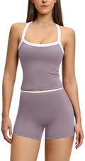 QBGJTD Two Piece Workout Sets For Women Tank Top Matching High Waist Booty Lifting Shorts Gym Yoga Active Wear Outfits