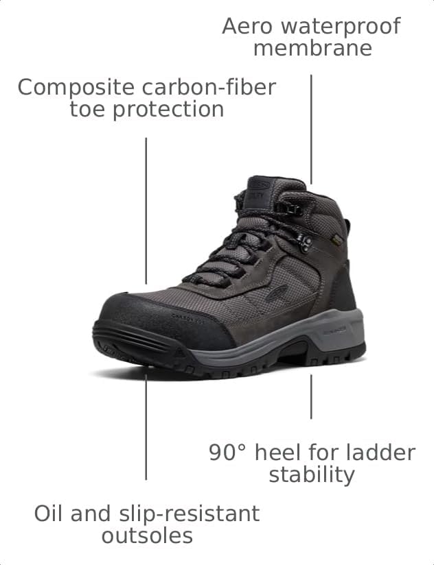 KEEN Utility Men's Skokie Hiker Style Mid Height Composite Toe 90 Degree Waterproof Work Boots