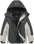 FARVALUE Boys Waterproof Ski Jacket Windproof Winter Coat Warm Snow Coat Outdoor Raincoats with Removable Hood