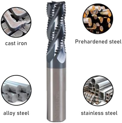 5/16" 4 Flute Roughing End Mill AlTiN Coated Carbide, 5Pcs