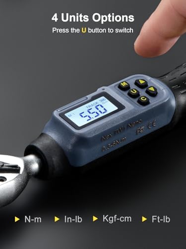 GROWNEER Digital Torque Wrench, 1.1-22.1 Ft-lbs/1.5-30 Nm, Motorcycles Bicycles,1/4" Drive Electronic Inch Pound Torque Wrench with Buzzer & LED Indicator,for Gunsmithing Bike Motorcycle