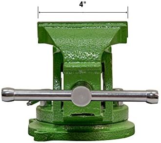 OEMTOOLS 24217 4-Inch Heavy Duty Bench Vise with 360-Degree Swivel Base, Table Vise or Bench Vise for Workshop and Woodworking, No-Hassle Permanent Mounting, Green