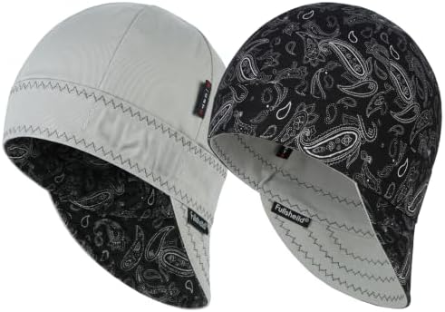 Fullsheild Reversible Welding Cap FR Cotton Welder Hat for Men Women, Grey