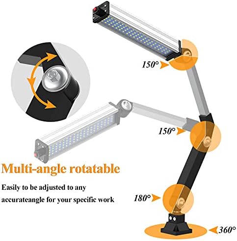 LED Machine Work Light 120V 16W Waterproof Aluminum Alloy Long Arm for CNC Lathe Drill Table Industrial Lighting