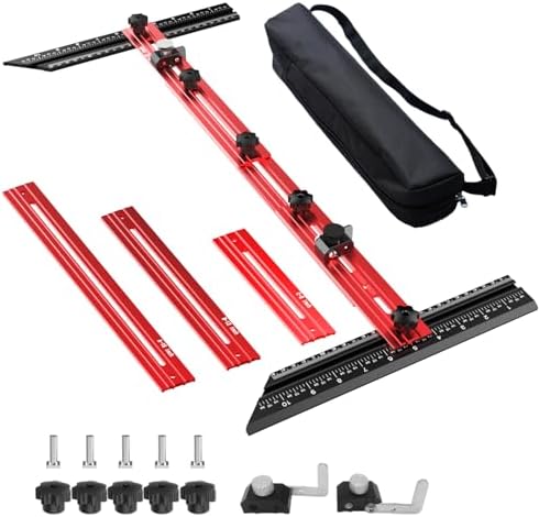 Stair Tread Template Tool – Stair Tread Gauge Jig, Aluminum Alloy Measuring and Scribe Tool for Accurate Angle, Depth, and Length Measurement of Stairs, Risers, and Partitions