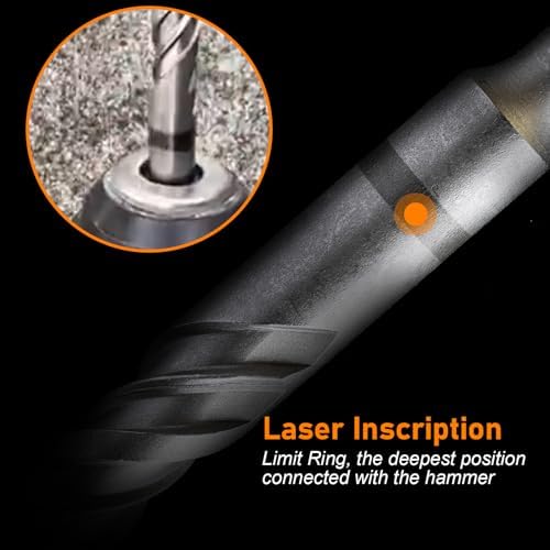 SDS Plus Bits (9/16"*12")-5PCS Rotary Hammer Drill Bits Set Cross Carbide Tips for Concrete, Brick, Cement Walls, Stone, Brick