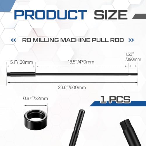 Zonon 1 Pcs Milling Machine Pull Rod Compatible with R8, 7/16 Thread Draw Bar Overall Drawbar Compatible with Bridgeport Milling Machine Part