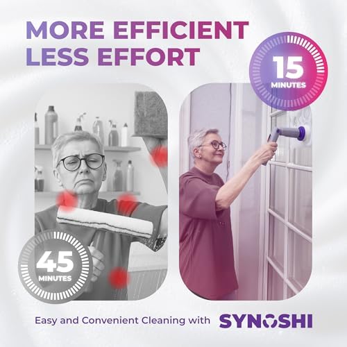 Synoshi PRO Electric Spin Scrubber & Magic Melamine Sponge Heads (3 Units), Bathroom and Shower Scrubber, Kitchen Cleaning, Adjustable Angles, 2 Speed