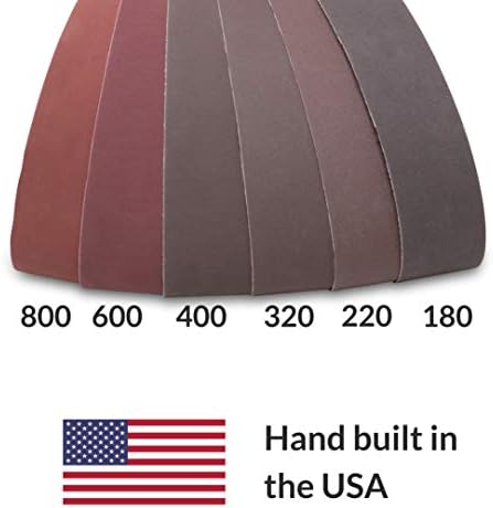 Red Label Abrasives 2 X 42 Inch Knife Makers Fine Grit Sanding Belts - 6 Pack Assortment for Knife Making, Sharpening, and Metal Working