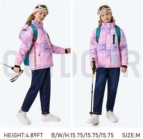 MoFiz Girl's Ski Jacket Fleece Snow Winter Coat Kids Warm Snowboard Jacket