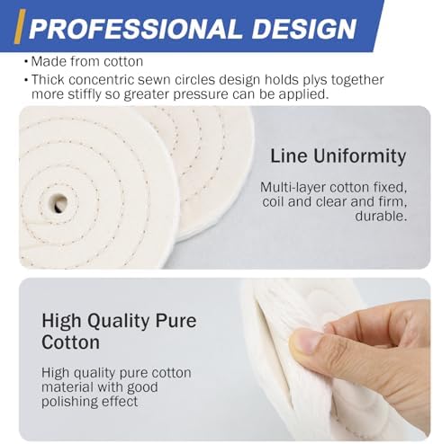 SCOTTCHEN 6inch Buffing Polishing Wheels 1/2" Arbor Hole,2 Pcs Fine (40Ply) for Bench Grinder,with Buffing Polishing Cutting Compound 4 Oz.Kit