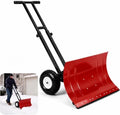 GarveeLife Wheeled Snow Shovel - 29in Steel Blade, 10in Wheels Red/Black