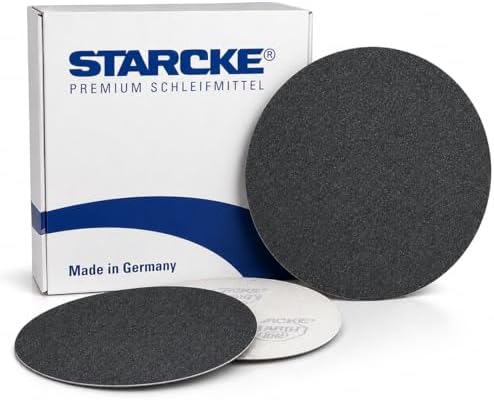 Starcke Premium 7 Inch Sanding Discs, 25 Pack Hook and Loop Sandpaper, 36 Grit Grinder Sanding Disc, No Hole Black Silicon Carbide Sandpaper Discs for Stone, Metal, Wood, Floor, Paint and Plastics