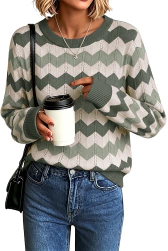 Womens Sweaters Crew Neck Long Sleeve Casual Fall Outfits Fashion Clothing
