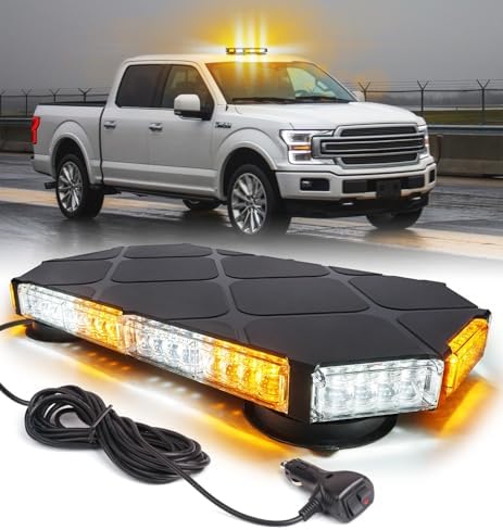 LUMENIX 56 LED Amber White Rooftop Beacon Strobe Light Bar for Trucks