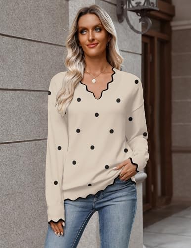Zeagoo Women's 2026 Fall V Neck Sweater Long Sleeve Lightweight Knit Tops