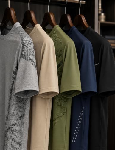 Liberty Imports 5 Pack Men's Active Quick Dry Crew Neck T Shirts