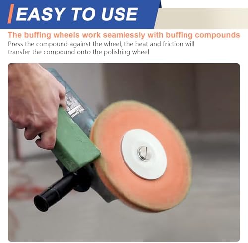 8" Orange Airway Buffing Wheel, 12-Ply Medium Polishing Wheel, 5/8" Arbor Hole, Compatible with Angle Grinder & Buffer Polisher, for Aluminum, Stainless Steel, Brass & Copper, 1PC