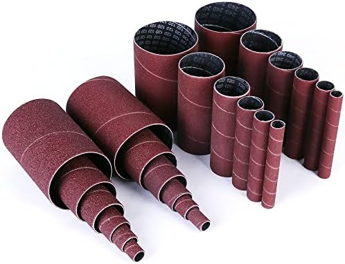 LotFancy 24PCS Spindle Sander Sleeves, Sanding Sleeves for Oscillating Sander, 60 80 120 240 Assorted Grit Sandpaper, 4-1/2” Length, 1/2”, 3/4”, 1”, 1-1/2”, 2”, 3” Diameter