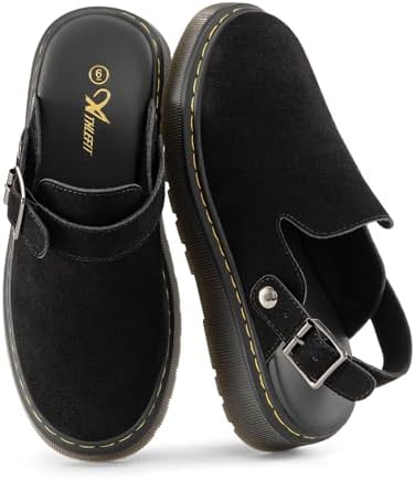 Athlefit Women's Slip On Suede Clogs with Back Strap