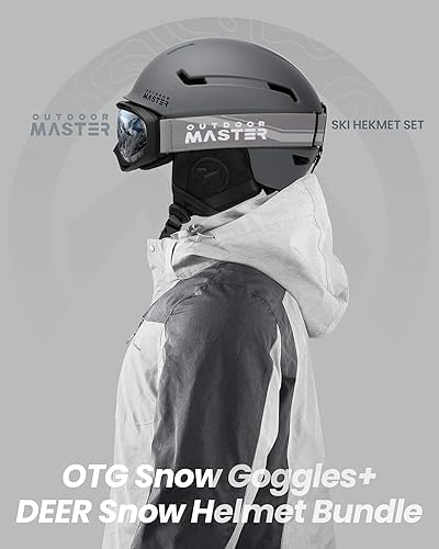 OutdoorMaster Ski & Snowboard Helmet Set with OTG Ski Goggles for Adults
