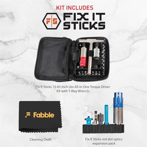 Fix It Sticks 15-65 Inch All-In-One Torque Driver Kit with T-Way Wrench Bundle with Red Dot Optics Expansion Pack, Mini Torque Driver, Tools & Case – Precision Maintenance Kit