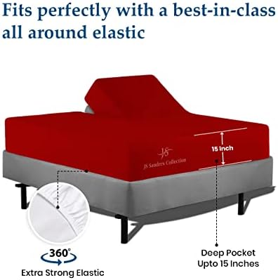 JS Sanders Collection Split Head Sheet Set King Size,Blood Red