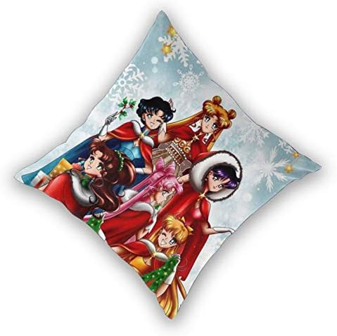 Merry Sailor Moon Pillow Covers Set of 2,Square Soft Throw Pillow Cover Case Cushion for Home Decor Sofa Bedroom Car 18 x 18 inch