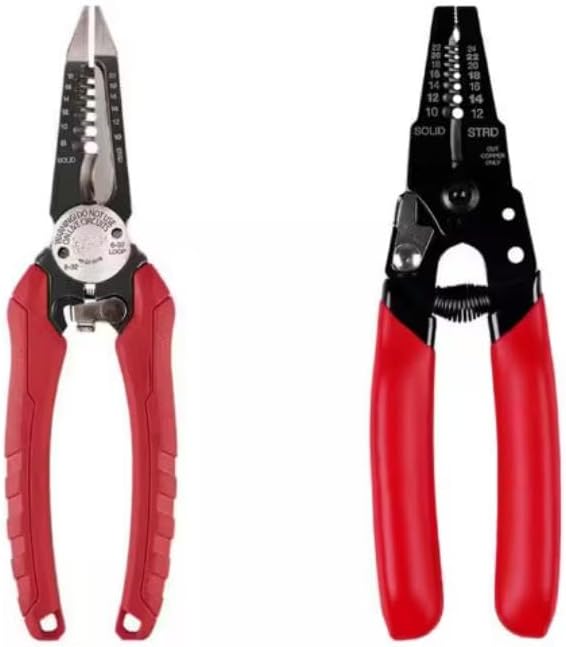 For Milwaukee 48-22-3079-48-22-3043 7.75 in. Combination Electricians 6-in-1 Wire Strippers Pliers with 10-24 Compact Wire Stripper and Cutter (2-Piece)