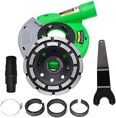 Dust Shroud for Angle Grinder 4.5 Inch / 5 Inch + Diamond Grinding Cup Wheel 5 Inch, Universal Surface Grinding Shroud with Grinding Wheel for Concrete, Cement, Marble, Rock, Granite
