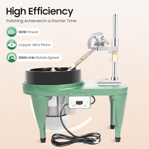 180W Gem Faceting Machine & Jade Polisher, 2800RPM Rock Polisher Flat Grinder Jewel Angle Polisher with 6" Disc & Manipulator for Jewelry, Gemstone, Crystal Polishing Engraving Drilling (110V)
