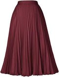 GRACE KARIN Pleated Midi Skirt for Women Chiffon A-Line Outfits