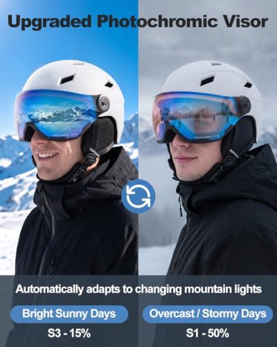 Odoland Ski Helmet with 2-in-1 Visor Goggles, Lightweight for Men Women