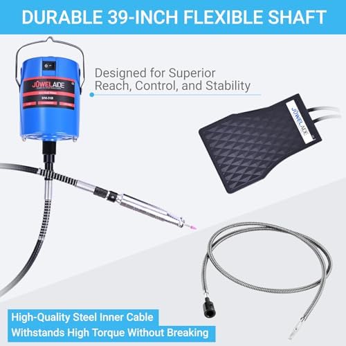 Flex Shaft Grinder Rotary Tool Kit - Variable Speed Electric Grinder w/Flexible Shaft, Foot Pedal Control & Ergonomic Handpiece - Jewelry Polishing, Carving, Cutting, Grinding & Engraving