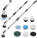 Electric Spin Scrubber with Digital Display, Cordless Cleaning Brush, 3000mAh Battery (90 Min), 8 Replaceable Brush Heads, Adjustable Extension Handle, Dual Speed Power Scrubber for Tub, Tile & Floor