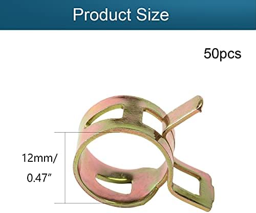 Fielect 50pcs 4/9" / 12mm Spring Band Type Action Hose Pipe Clamp Low Pressure Air Clip Clamp Fasteners Assortment Kit for Plumbing, Automotive and Mechanical