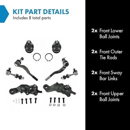 TRQ Front Steering & Suspension Kit Ball Joint Sway Bar Stabilizer Link Tie