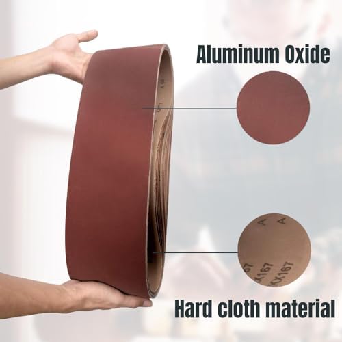 POWERTEC 30PK, 10 Each of 60 80 120 Grits, 6 x 48 Inch Sanding Belts | Aluminum Oxide Sanding Belt Assortment for Woodworking & Paint Removal, Metal Polishing (110531)