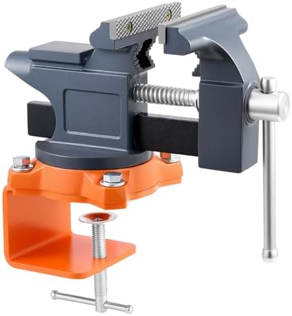 VEVOR Bench Vise, 4.5 Inch, Portable Workbench Vice with 270° Swivel Base, Quick Release Rotating Bench Clamp, Cast Iron Construction, for Woodworking, Metalworking, Drilling, Sawing, Cutting Conduit