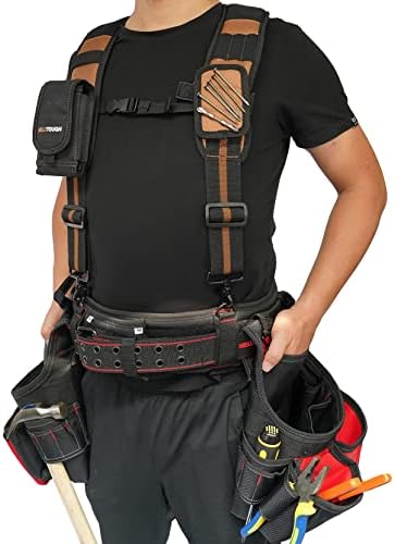MELOTOUGH Magnetic Tool Belt Suspenders with Magnetic WristBand for Work Belt Padded Suspenders Constrcution