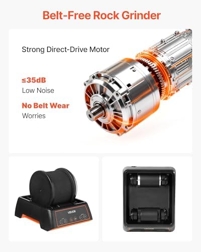 VEVOR Rock Tumbler, 1 lb Rock Polishing Machine, Rocks Tumbling Kit with 4-Speed Adjustment, 1–9 Day Timer, Direct Drive Motor Rocks Polishing Kit for Rose Quartz, Amethyst, Quiet Operation