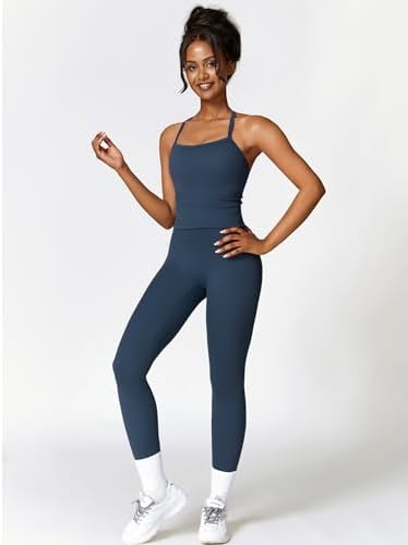 ABOCIW Workout Sets for Women 2 Piece Padded Sports Bra Tank Top High Waist Leggings Sets Gym Yoga Work Out Clothes