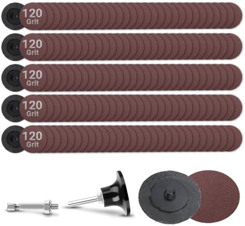 150Pcs 2 inch R-Type Quick Change Aluminum Oxide Surface Conditioning Sanding Discs Set 120 Grit with Adapter & Backing Pad