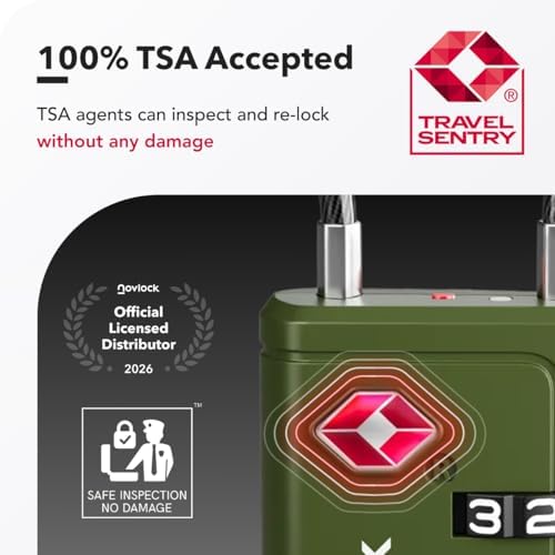 TSA Approved Luggage Locks, Travel Locks with Inspection Indicator