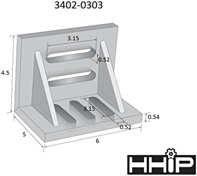 HHIP 3402-0303 6" x 5" x 4-1/2" Slotted Angle Plate, Webbed