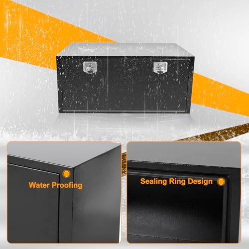 Underbody Truck Box Steel Storage Tool Box,48" L x 23" W x 23" H Tool Chest Organizer w/Lock and Keys For Pickup,Truck Bed, RV, Trailer,Heavy Duty Waterproof Blac box