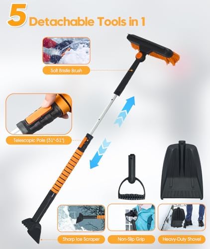 5-in-1 Extendable Car Snow Brush & Ice Scraper