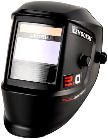 3.94“x 1.97”True Color Solar Powered Auto Darkening Welding Helmet 1/1/1/2 Optical Clarity 2 Arc Sensors Wide Shade 4/9-13 for TIG MIG STICK Welding Hood Welder Mask
