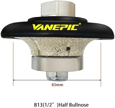 1/2 inch B13 Diamond Demi bullnose Half Bullnose Profile Wheel Diamond Hand Profiler Router bit with 5/8-11 Thread for Grinder Polisher Granite Marble Concrete and Countertop Edge